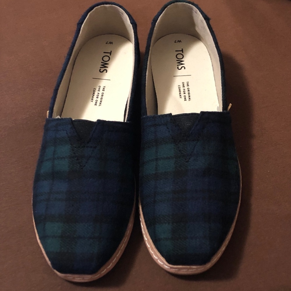 Toms Spruce Plaid Felt Women’s Classics size 7